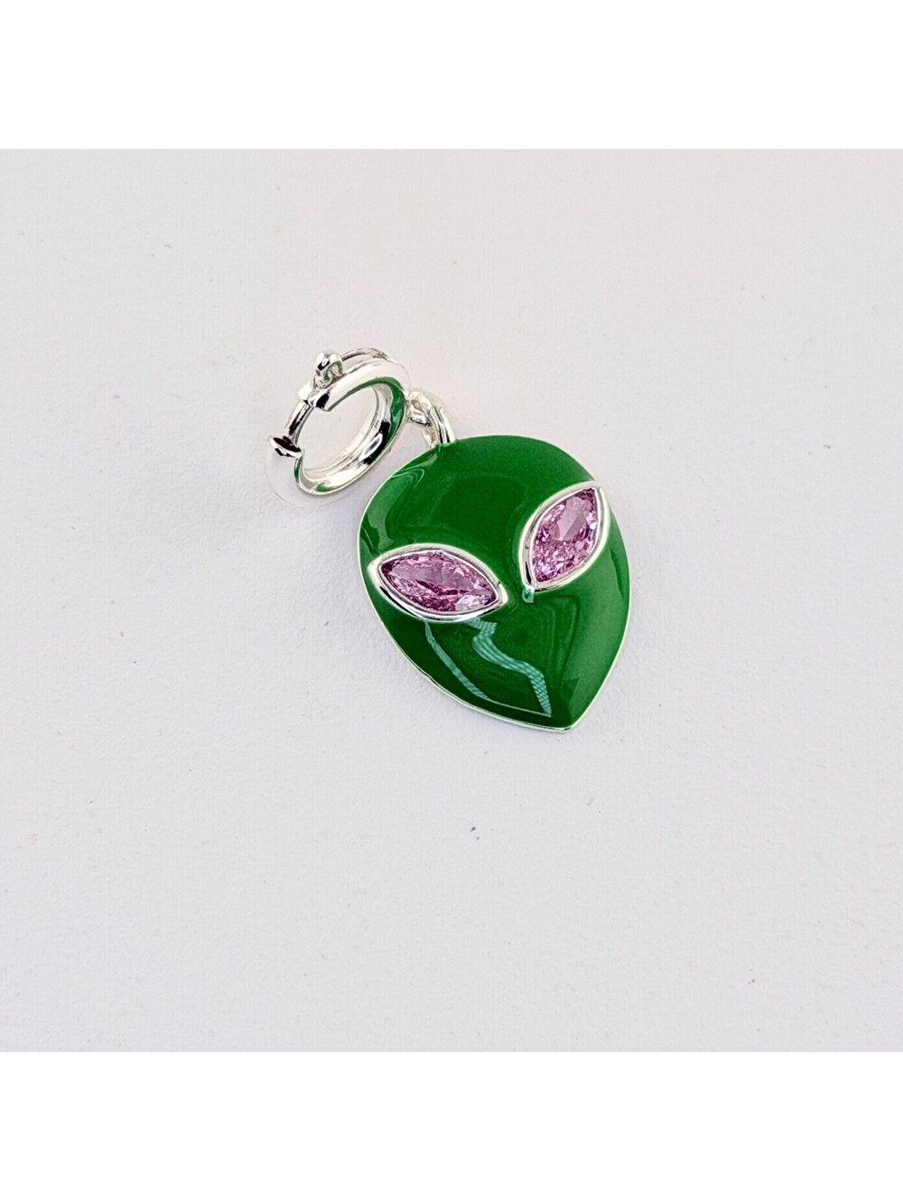 Bomb Party Charm - Alien on Silver Plating